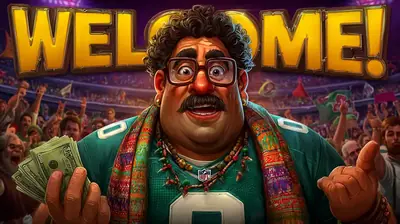 Enthusiastic fan celebrating welcome bonus in packed sports stadium with cash