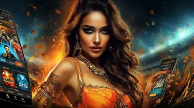 Woman holding smartphones displaying casino games with dramatic fire effects and floating coins