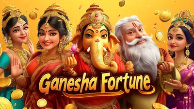 Colorful Indian deities including Ganesha and goddesses with gold coins for fortune slot game